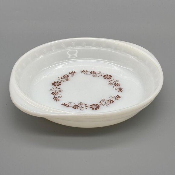 Vintage Dynaware Pyr-O-Rey Brown Daisy Pattern Pie Plate Dish - Picture 5 of 8